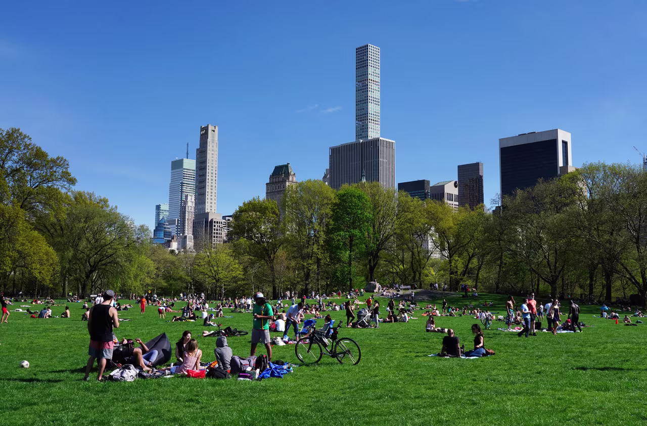 People gather in Central Park on May 2.