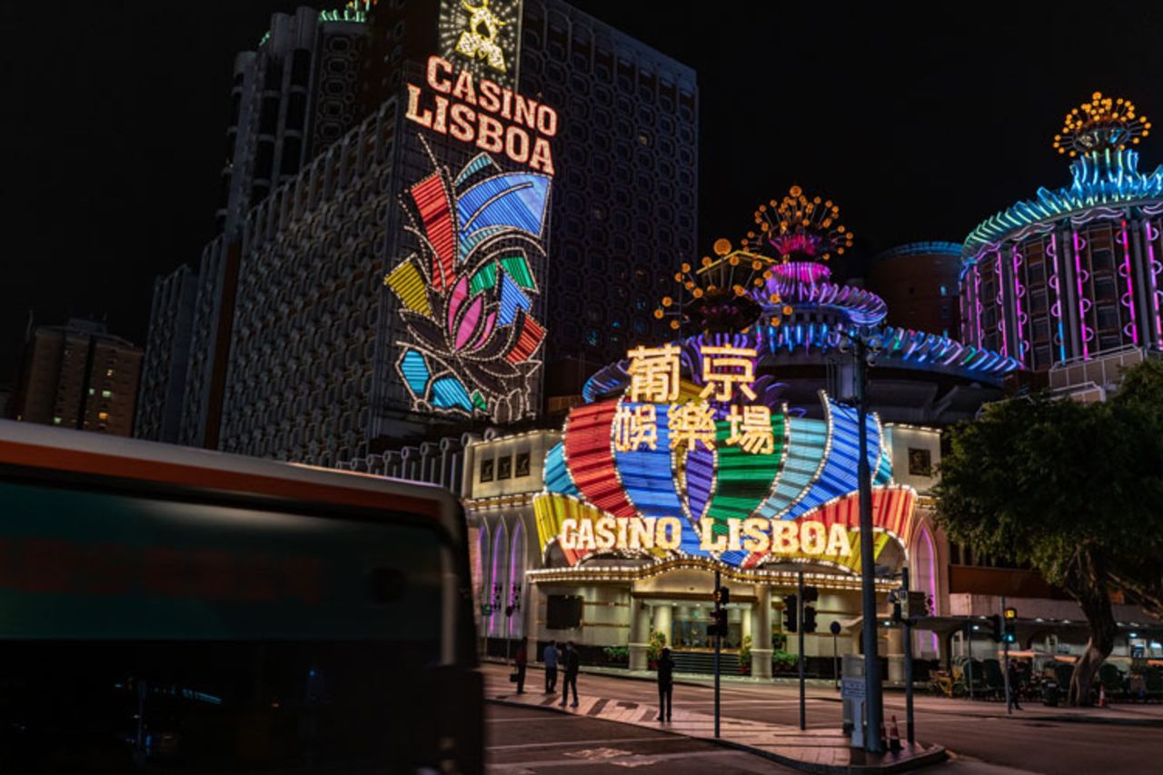 The main entrance of Casino Lisboa closes on February 5, in Macao, China. 