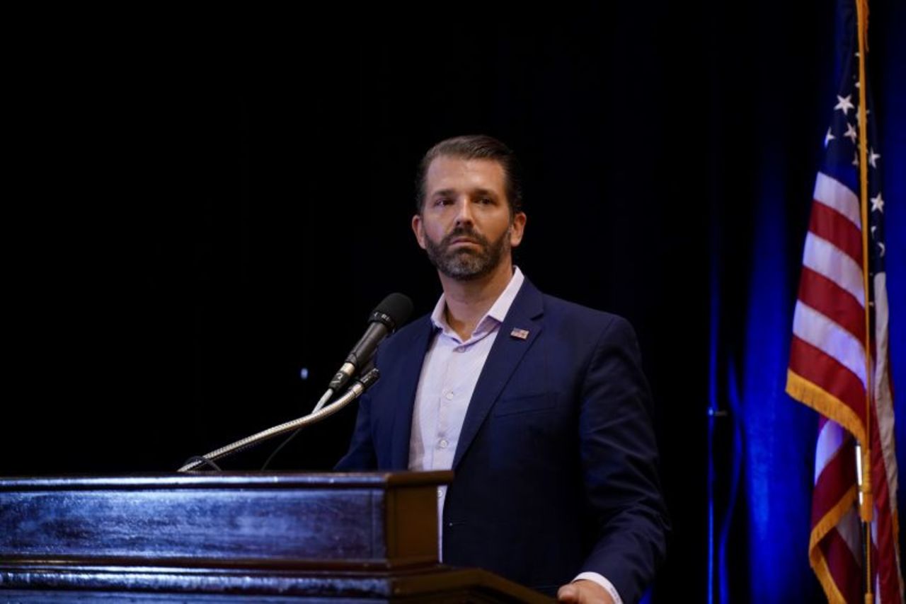 Donald Trump Jr. attends a book signing to promote his book "Liberal Privilege"in Long Island, New York, on Sunday, October 18.