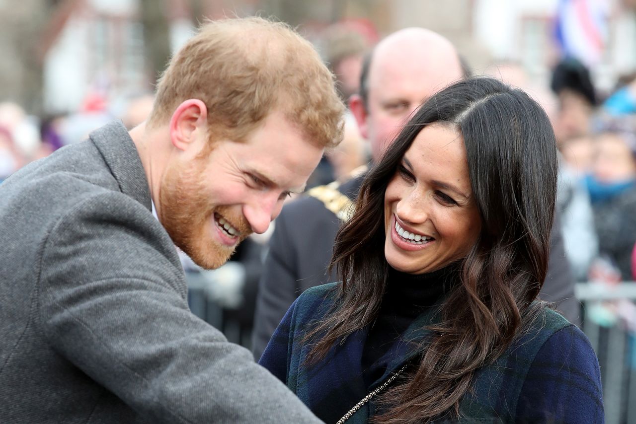 Prince Harry and Meghan Markle arrive to Edinburgh Castle on February 13, 2018 in Edinburgh, Scotland. 