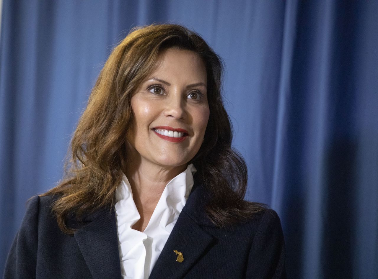 Michigan Gov. Gretchen Whitmer waits to speak at an event in Grand Rapids, Michigan, in 2022.