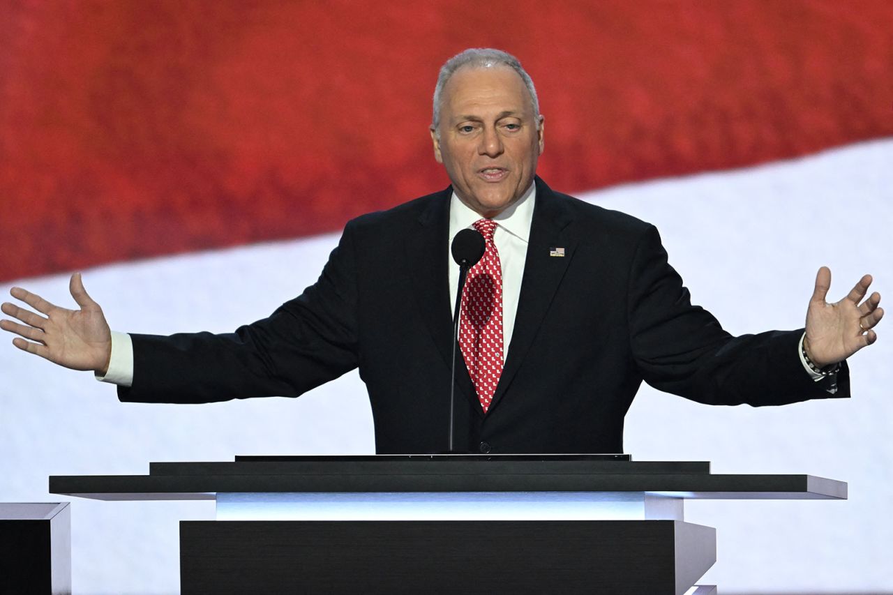 House Majority Leader Steve Scalise speaks during the second day of the convention in Milwaukee, onTuesday, July 16.