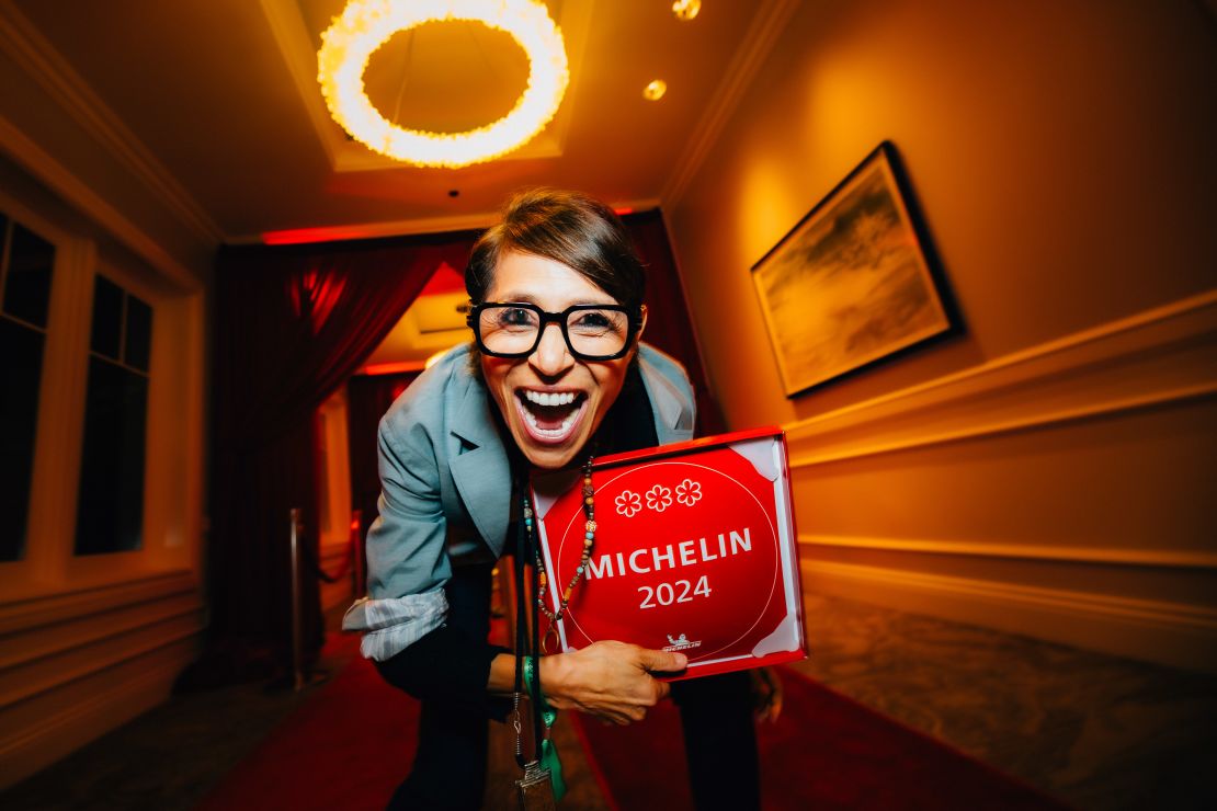 Dominique Crenn celebrates retaining the coveted 3 Michelin stars for her restaurant, Atelier Crenn, in 2024.