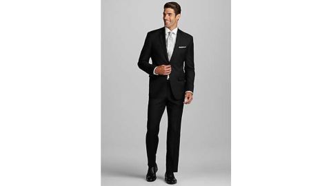 Jos. A. Bank Tailored Fit Solid Wool Black Suit.