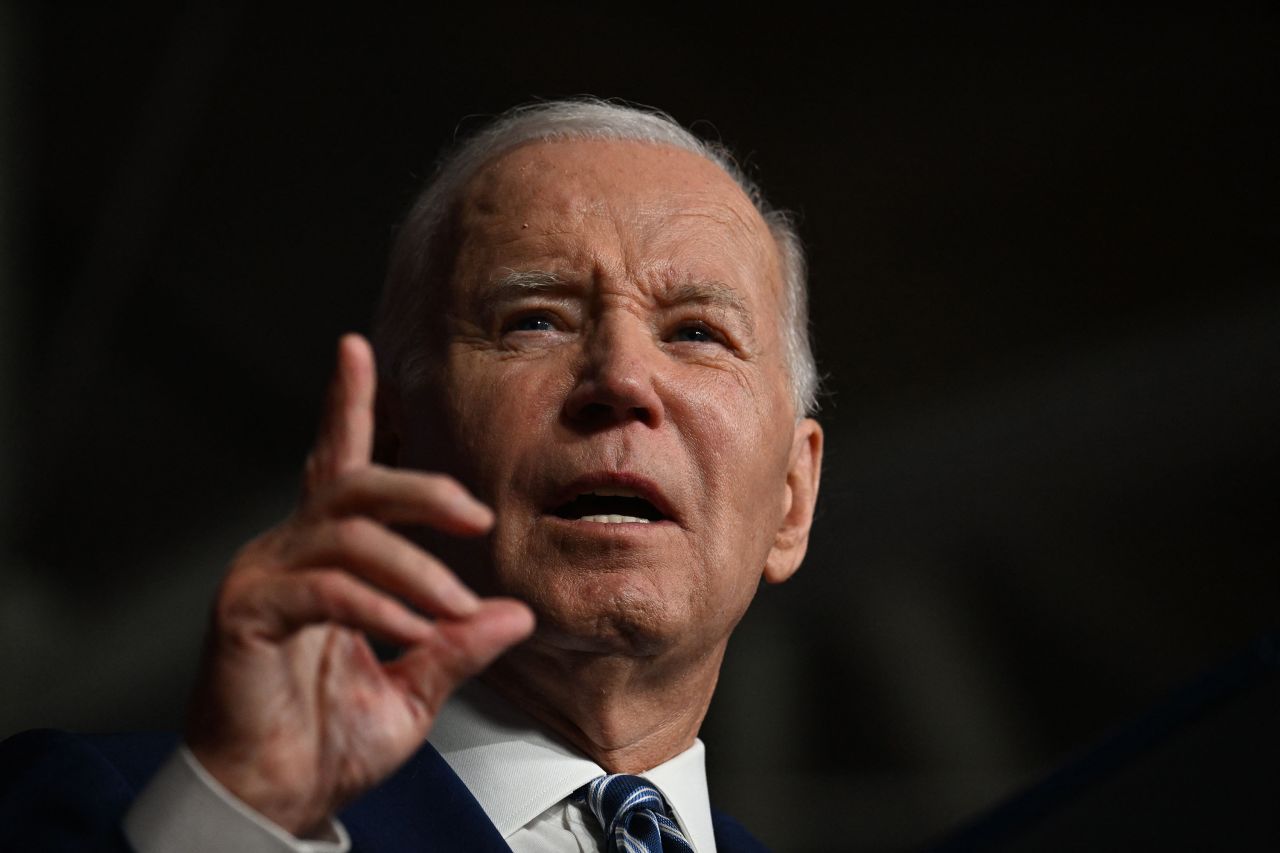 President Joe Biden speaks at the George E. Wahlen Department of Veterans Affairs Medical Center in Salt Lake City, Utah, on August 10.