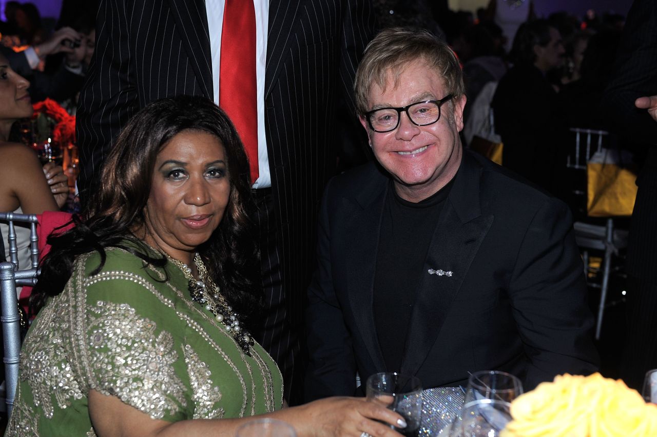 Aretha Franklin  and Elton John in 2011 in New York City