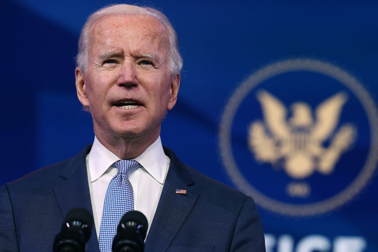 US President-elect Joe Biden delivers remarks about the storming of the US Capitol by a pro-Trump mob at The Queen theater in Wilmington, Delaware, on January 6.