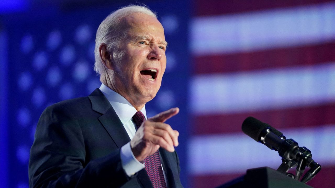 President Joe Biden speaks at a campaign rally in Las Vegas in February.