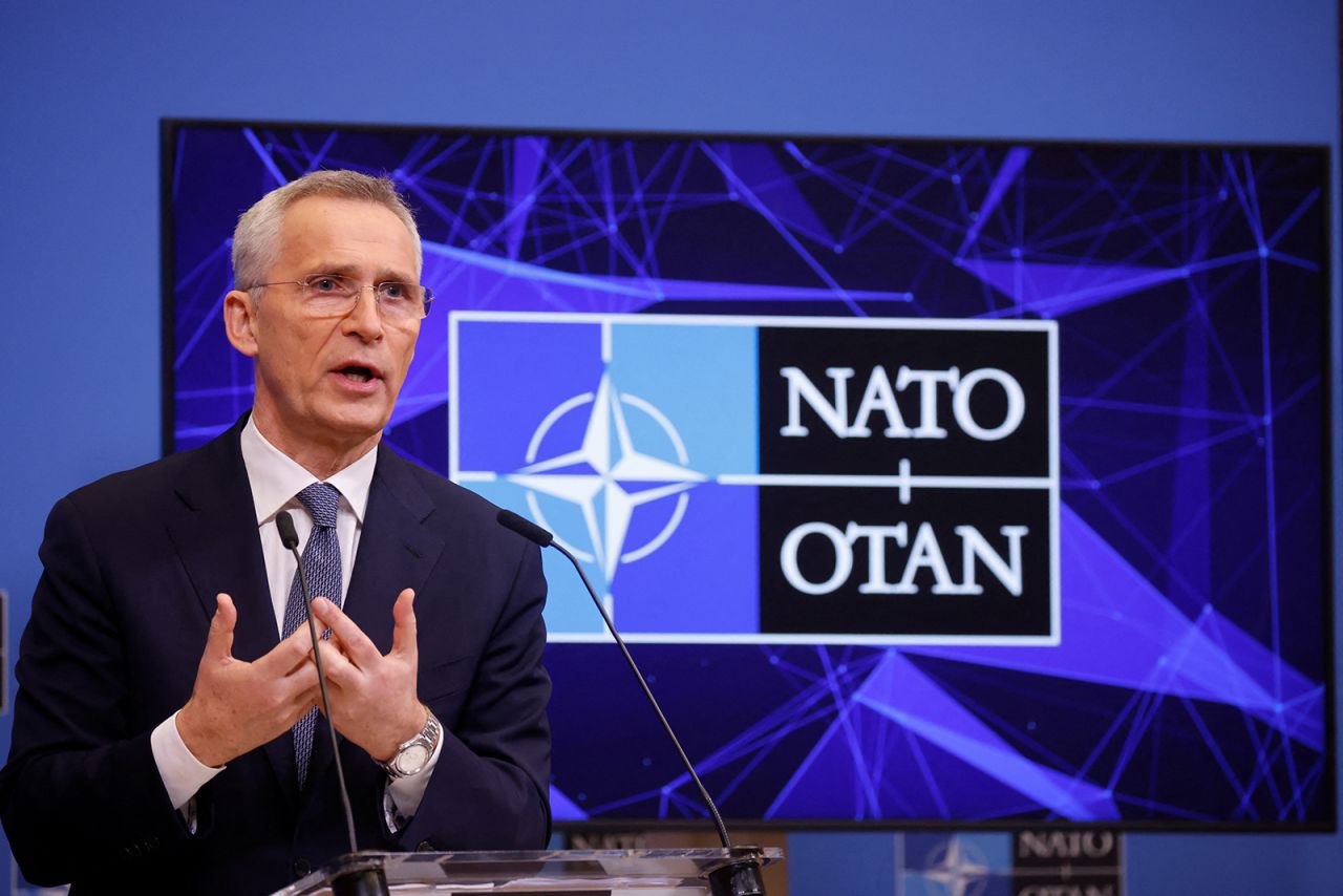 NATO Secretary General Jens Stoltenberg attends a news conference before a meeting of NATO foreign ministers in Brussels, Belgium, on April 3.