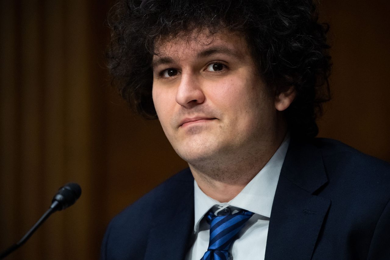 Sam Bankman-Fried testifying in February 2022 during a Senate Committee on Agriculture, Nutrition and Forestry hearing about "Examining Digital Assets: Risks, Regulation, and Innovation," on Capitol Hill in Washington, DC.