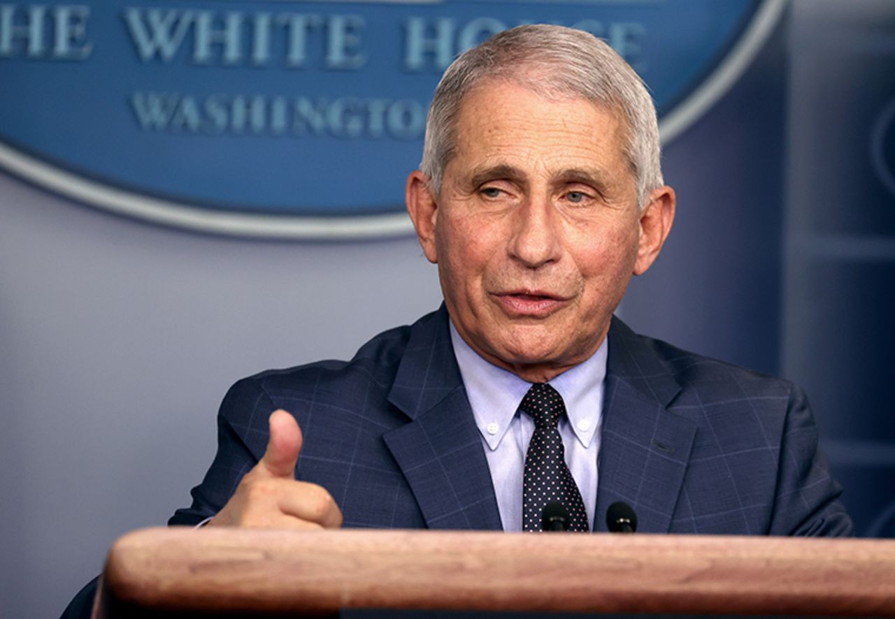 Dr. Anthony Faucispeaks during a White House Coronavirus Task Force press briefing in the James Brady Press Briefing Room at the White House on November 19.