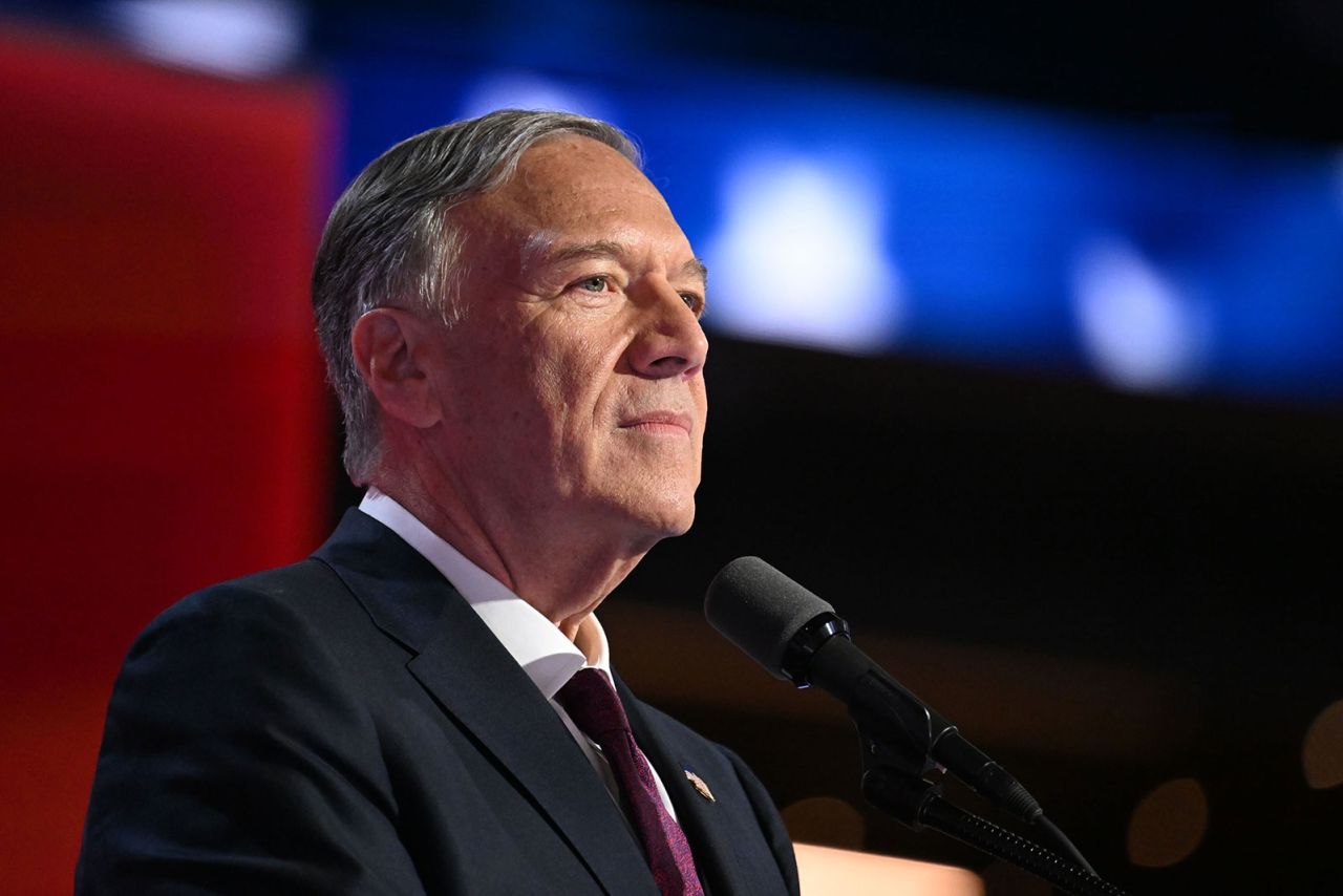 Former Secretary of State Mike Pompeo speaks during the convention on Thursday, July 18.