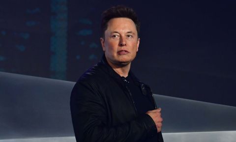 Tesla co-founder and CEO Elon Musk introduces the newly unveiled all-electric battery-powered Tesla Cybertruck at Tesla Design Center in Hawthorne, California on November 21, 2019. 