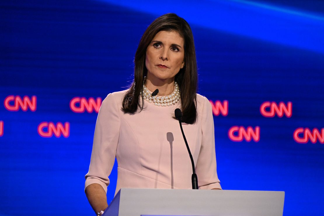 Former South Carolina Gov. Nikki Haley participate in a CNN Republican Presidential Debate at Drake University in Des Moines, Iowa, on Wednesday. 