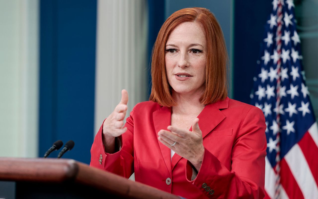 White House press secretary Jen Psaki speaks during the daily briefing at the White House in Washington, DC, on Monday, April 25.