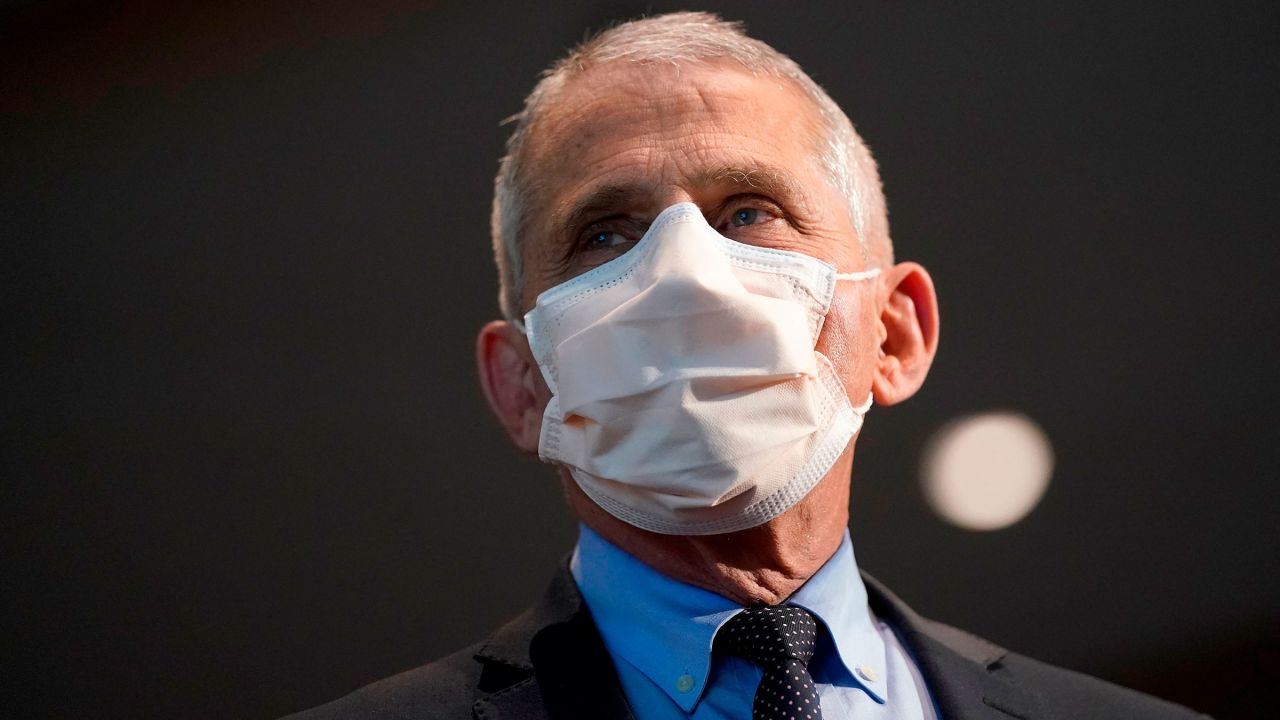 Dr. Anthony Fauci speaks before receiving his first dose of the Covid-19 vaccine at the National Institutes of Health on December 22 in Bethesda, Maryland. 