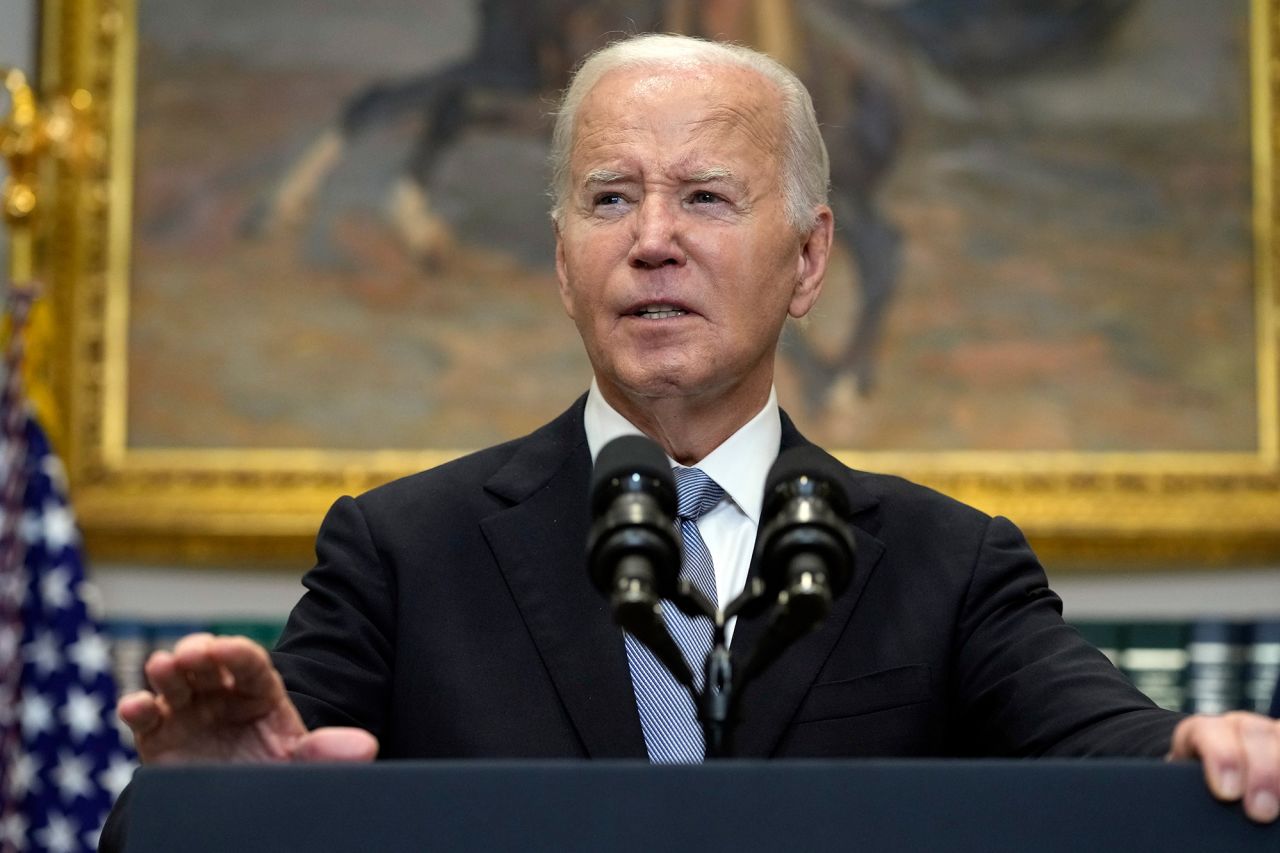 President Joe Biden delivers remarks from the White House on Sunday, July 14, in Washington, DC. 