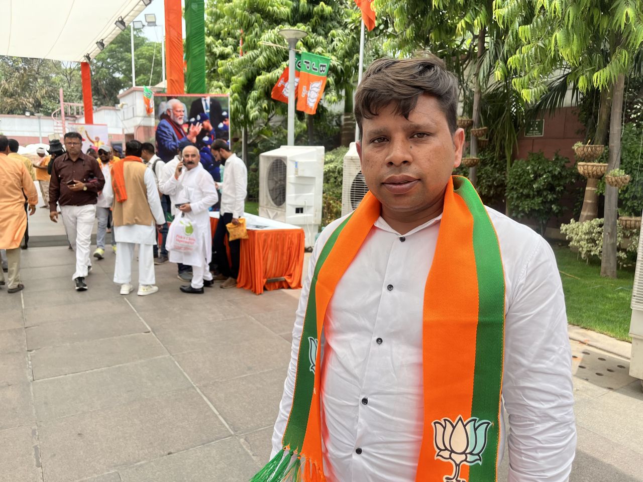Rajgopal Kashyap, 28, Uttar Pradesh’s Baghpat, party worker who traveled to Delhi specifically to witness the election results.