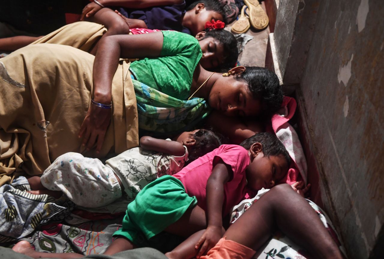 Evacuees in a relief shelter in Puri, in the eastern Indian state of Odisha, on Friday.