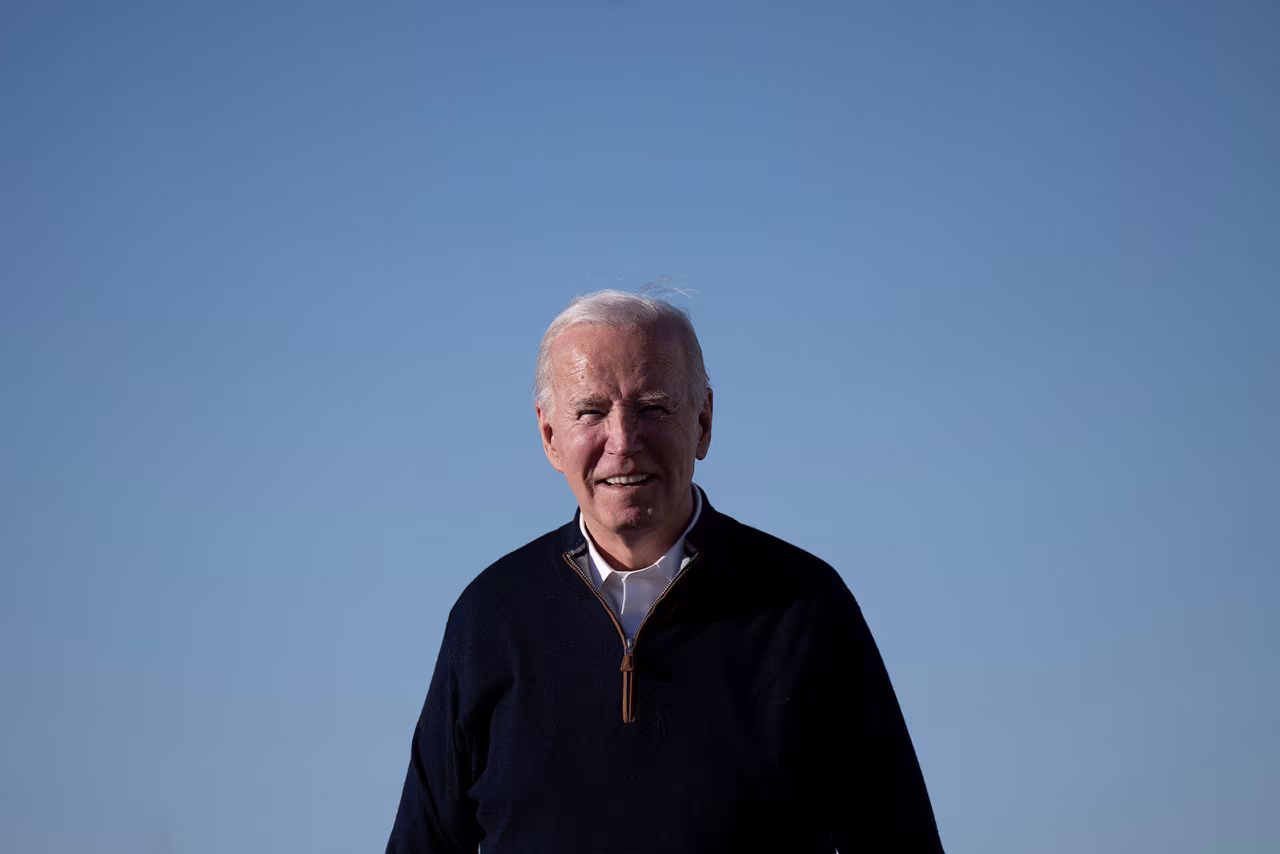 US President Joe Biden walks to speak to the press near Air Force One at Joint Base Andrews in Maryland on Monday, March 11.