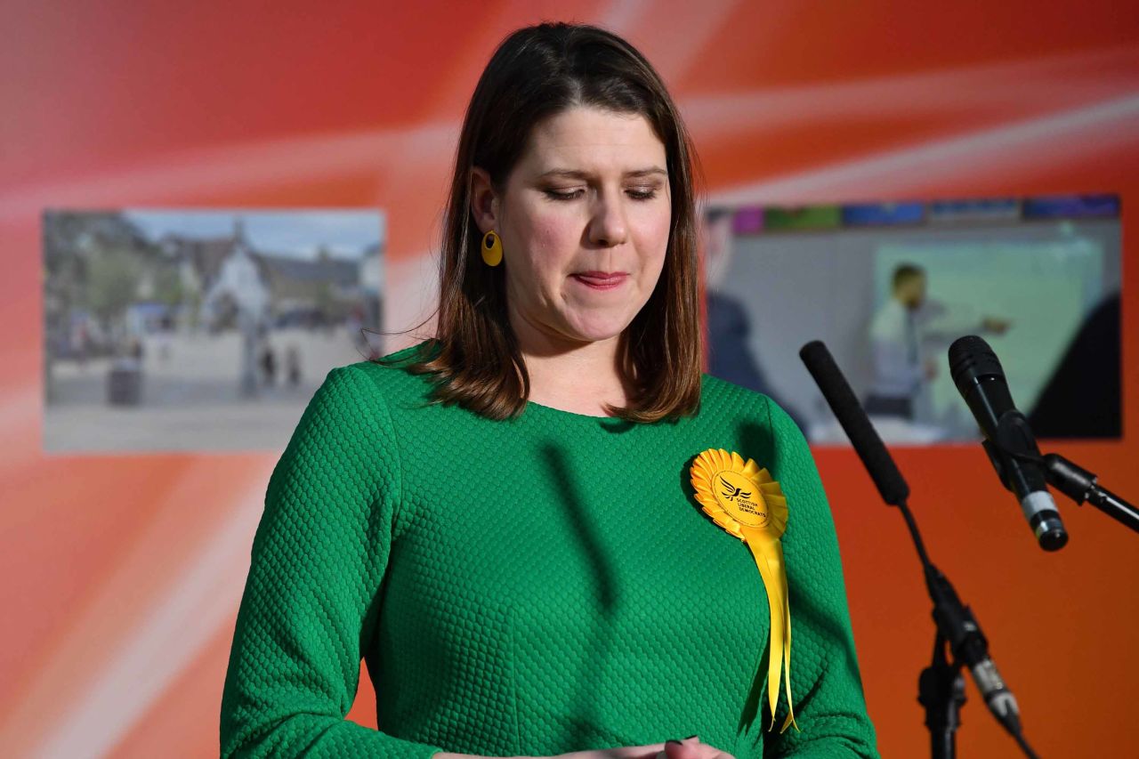 Liberal Democrat leader Jo Swinson reacts as she speaks on stage after losing her seat in Bishopbriggs, north of Glasgow, on December 13. Photo: Paul Ellis/AFP via Getty Images