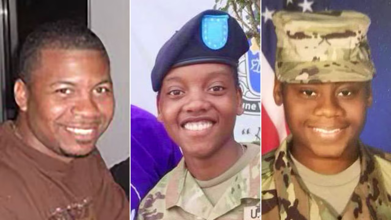 These undated photos from the US Army Reserve Command show Sgt. William Jerome Rivers, 46, Spc. Kennedy Ladon Sanders, 24, and Spc. Breonna Alexsondria Moffett, 23.