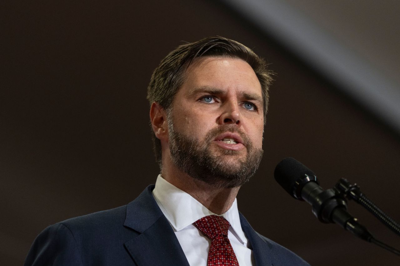 Republican vice presidential nominee JD Vance speaks at a campaign event in Glendale, Arizona, on July 31. 