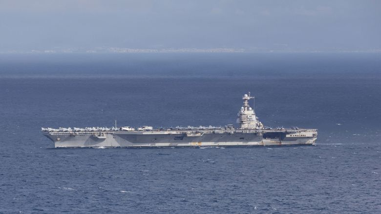 The world's largest aircraft carrier, USS Gerald R. Ford transits the Strait of Gibraltar, November 4.