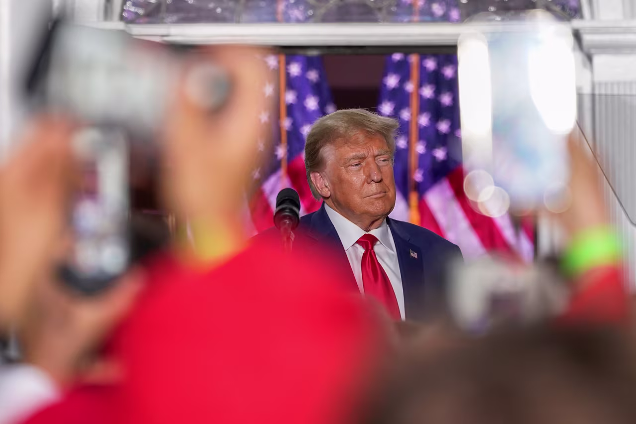 Trump speaks to supporters at his resort in Bedminster, New Jersey, on June 13, 2023. "This is called election interference and yet another attempt to rig and steal a presidential election," he said after slamming the administration of President Joe Biden. 