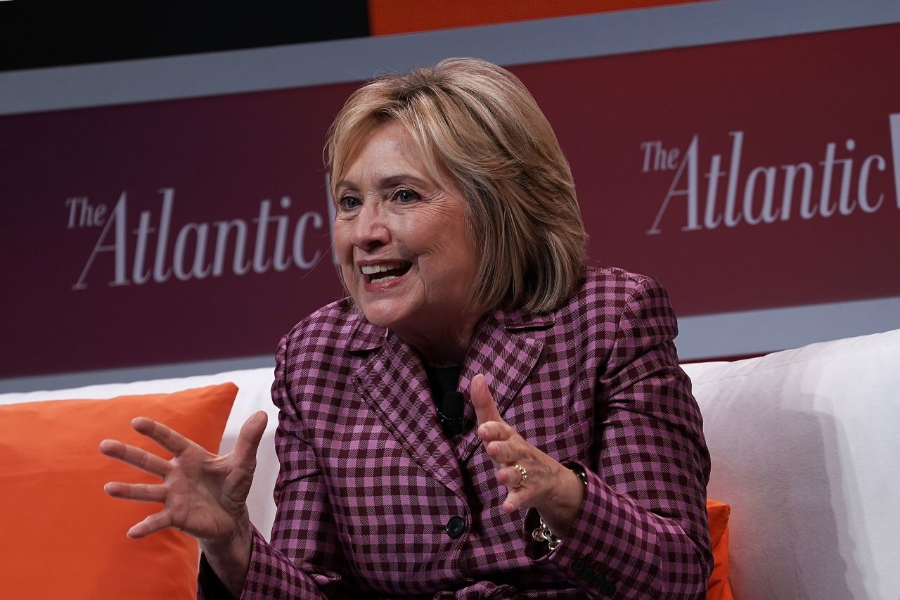 Former U.S. Secretary of State Hillary Clinton participates in a discussion during the 2018 Atlantic Festival 