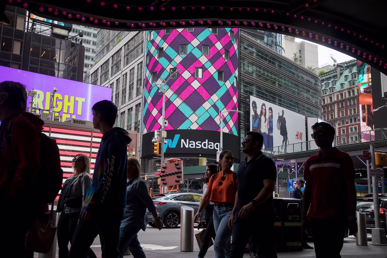 The Nasdaq MarketSite seen in New York, on June 9.