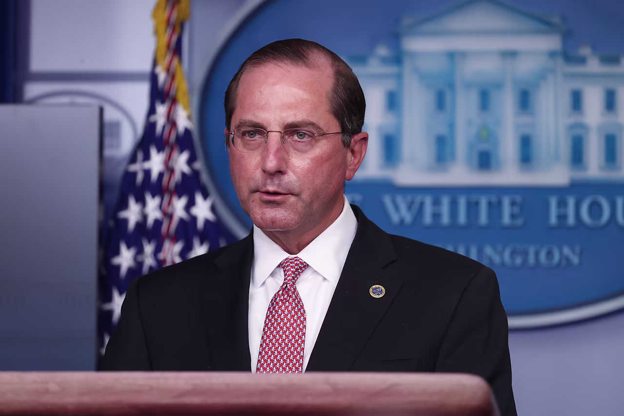 US Secretary of Health and Human Services Alex Azar speaks during a White House Coronavirus Task Force press briefing at the White House in Washington, DC, on November 19.