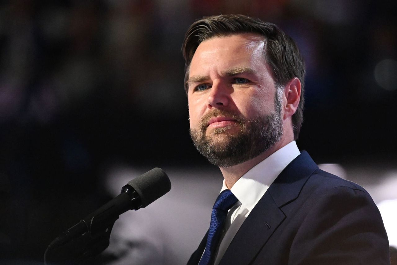 Sen. JD Vance speaks on the third night of the Republican National Convention on Wednesday, July 17, in Milwaukee.