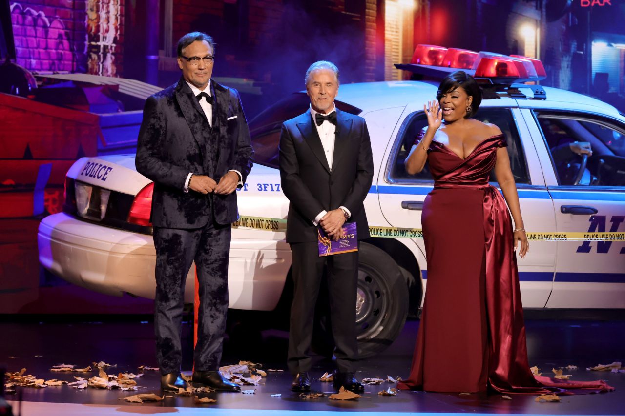 Jimmy Smits, Don Johnson and Niecy Nash Betts speak during a tribute to TV cops.