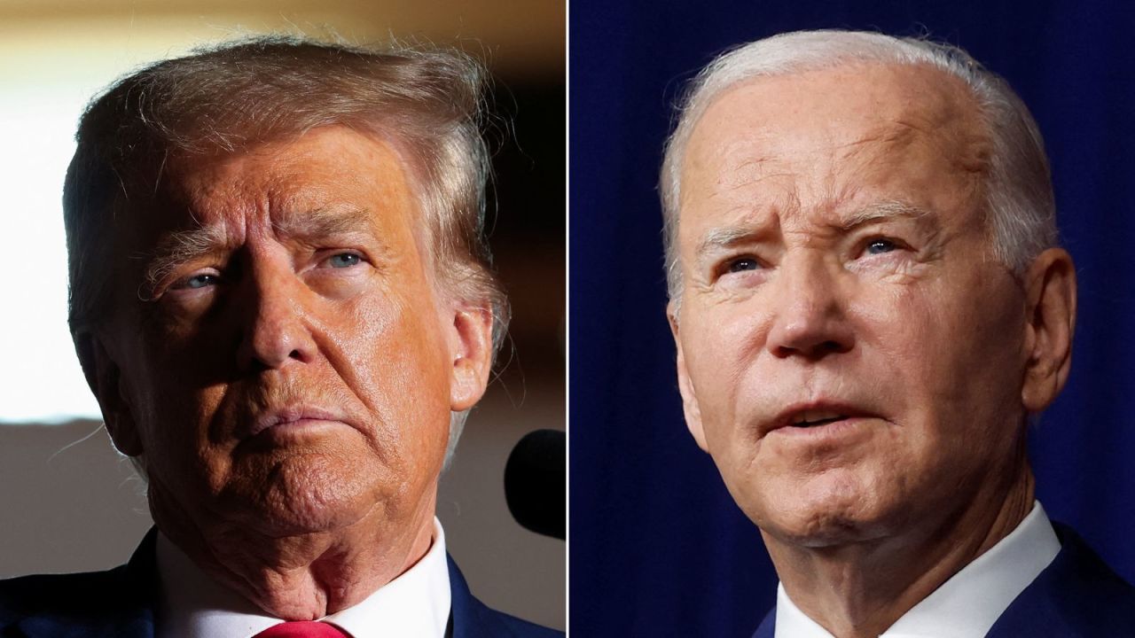 Former President Donald Trump, left, and President Joe Biden.