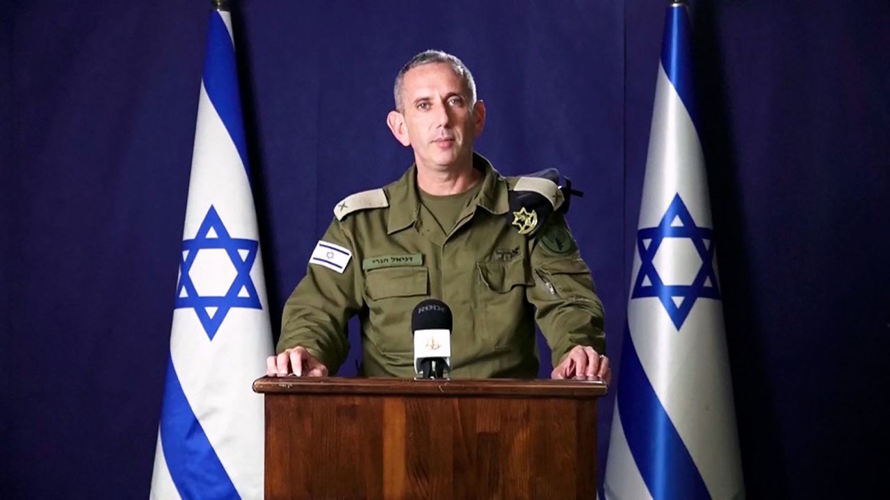 Rear Adm. Daniel Hagari, a spokesperson for the Israel Defense Forces (IDF), briefs reporters on Monday, October 16.