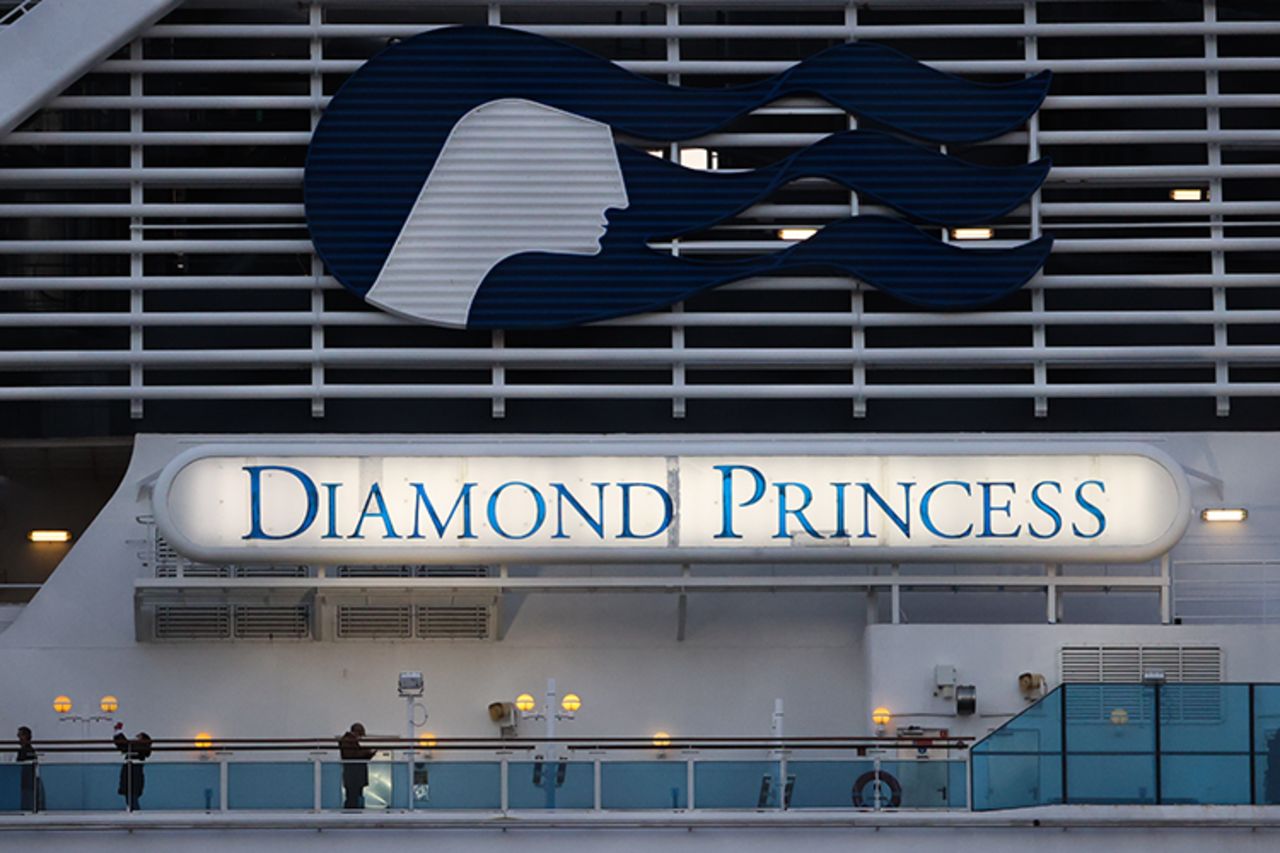 The Diamond Princess cruise ship at Daikoku Pier on February 19, in Yokohama, Japan. 