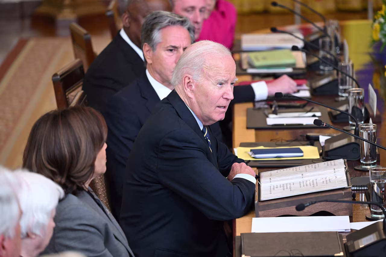 US President Joe Biden speaks during an expanded bilateral meeting with Ukrainian President Volodymyr Zelensky in the East Room of the White House in Washington, DC, on Thursday, September 21, 2023.