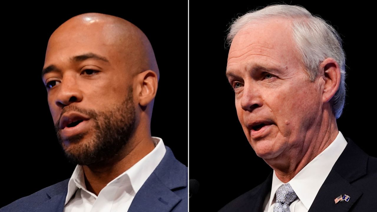 Mandela Barnes, left, and US Sen. Ron Johnson