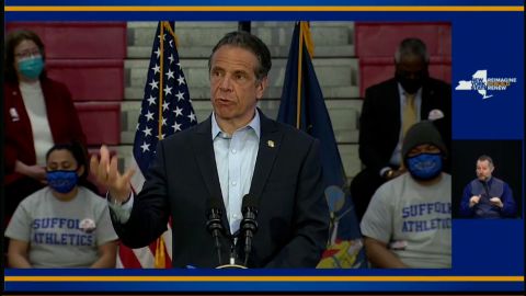 New York Gov. Andrew Cuomo speaks during an event in Brentwood, New York, on April 12.