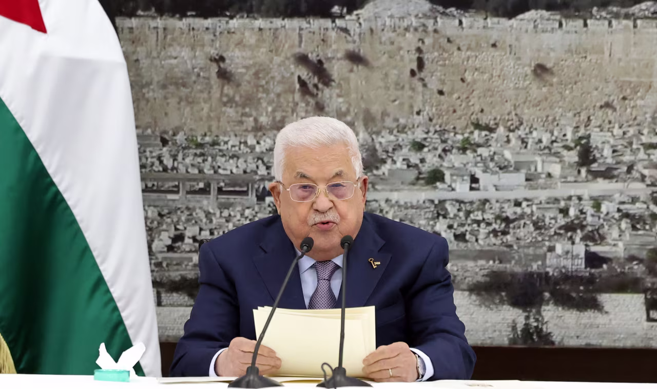 Palestinian Authority President Mahmoud Abbas speaks during a meeting in Ramallah, West Bank, on December 2. 