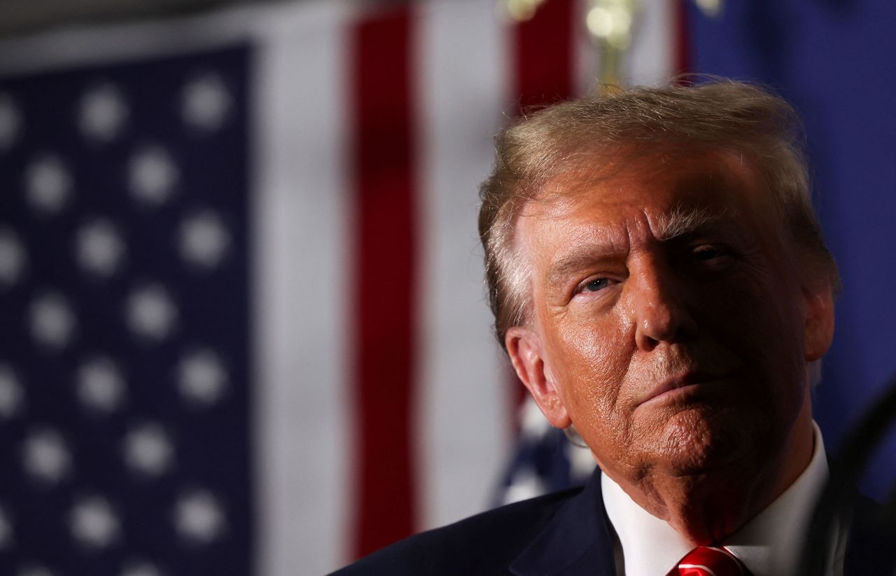 Former President and Republican presidential candidate Donald Trump attends a rally in advance of the New Hampshire primary election in Laconia, New Hampshire, on Monday.