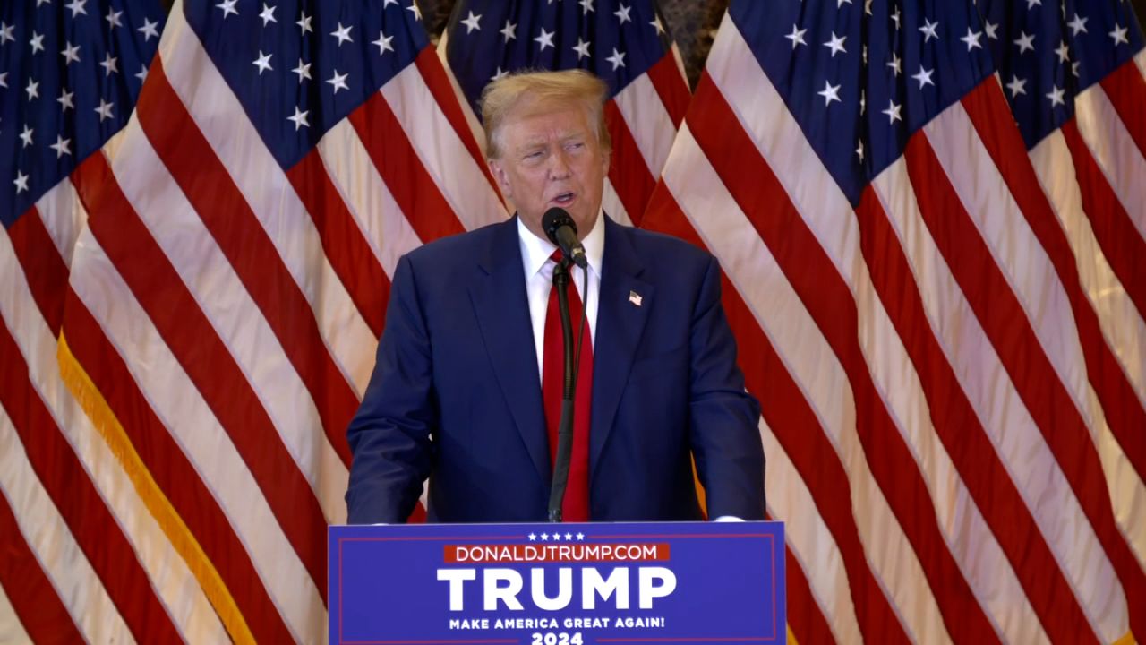 Former President Donald Trump speaks at Trump Tower in New York on Friday.