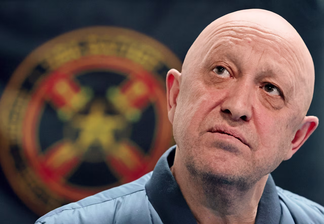 The head of the Wagner private military company, Yevgeny Prigozhin, speaks in Yekaterinburg, Russia, on May 30. 