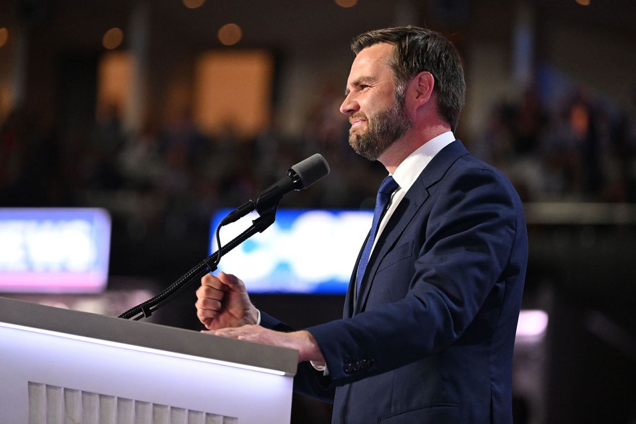  Sen. JD Vance speaks at the Republican National Convention in Milwaukee on Wednesday, July 17.