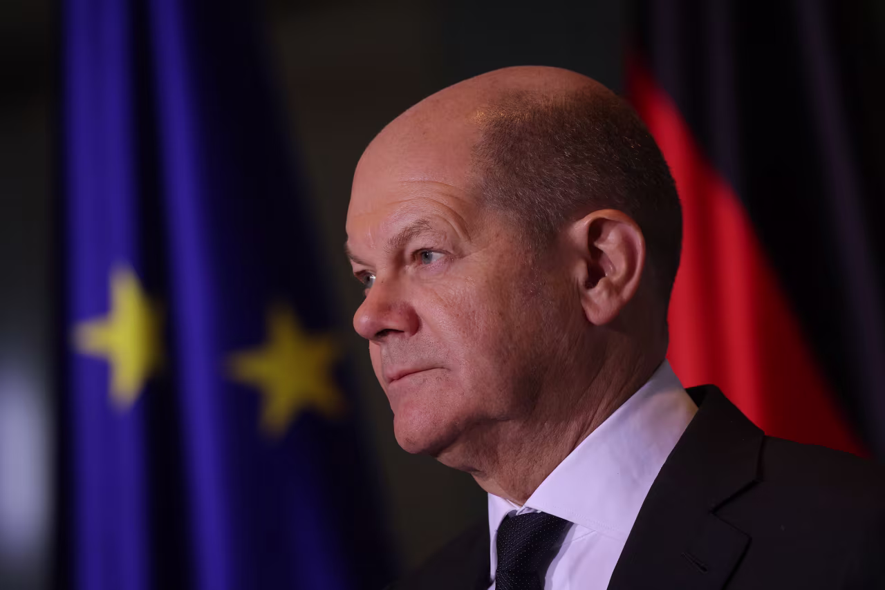 German Chancellor Olaf Scholz speaks to the media December 1, 2022, in Berlin. 