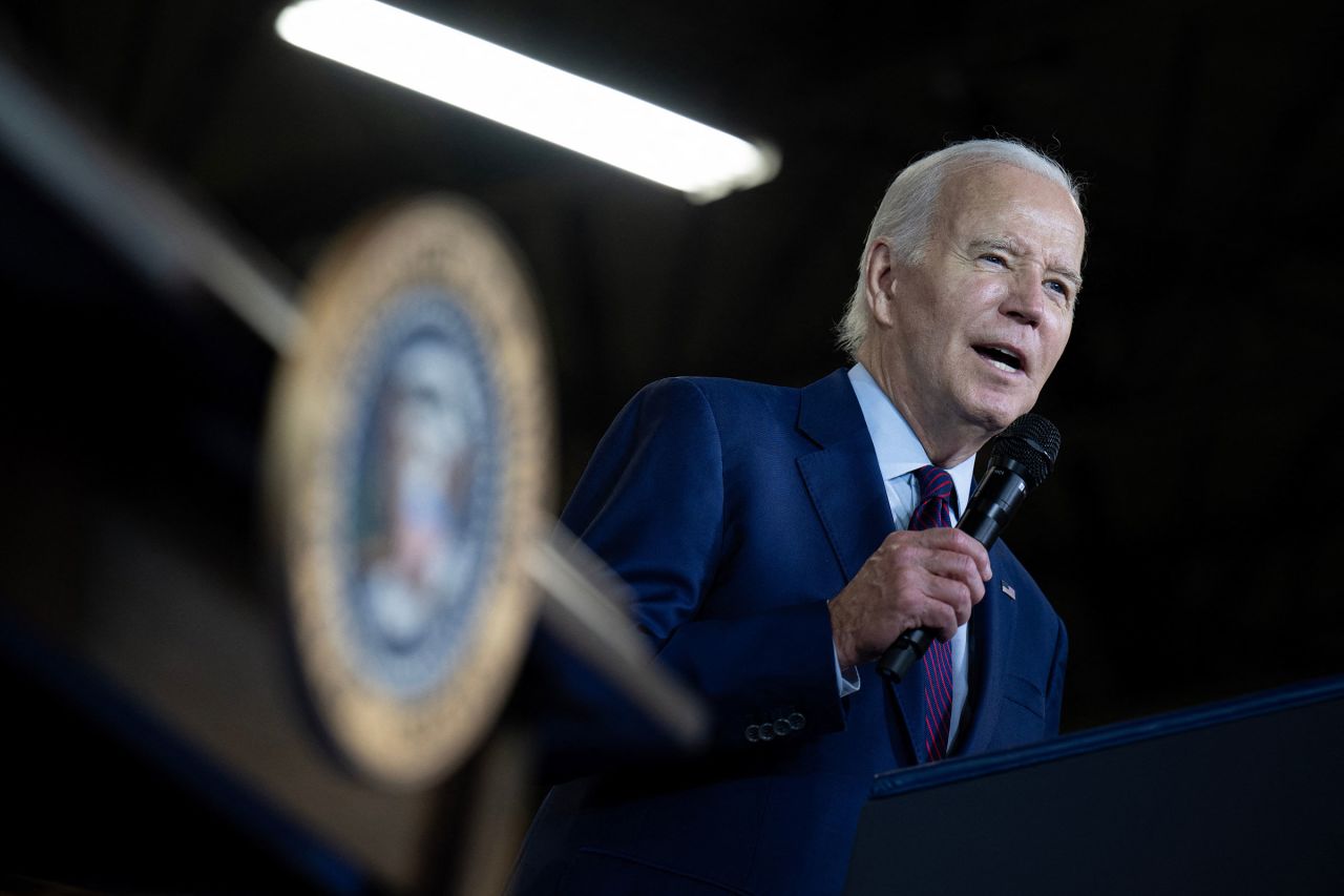 President Joe Biden speaks about "Bidenomics" at Auburn Manufacturing Inc., in Auburn, Maine, on July 28, 2023. 