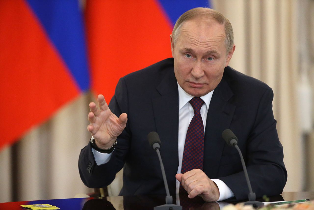Russian President Vladimir Putin speaks during a press conference on October, 31, in Sochi, Russia. 