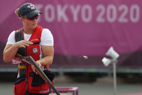 USA’s Amber English during the skeet finals on Monday, July 26. 