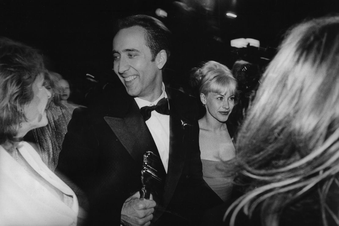 Nicolas Cage with his Best Actor award, won for his performance in "Leaving Las Vegas," in 1996.